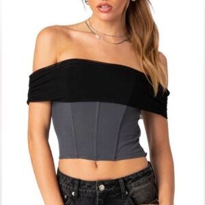 Edikted Grey/Black Corset Top NWOT🦋